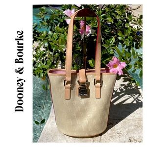 Dooney & Bourke Signature Logo Bucket Shoulder/Tote/Handbag w/Push Lock Closure